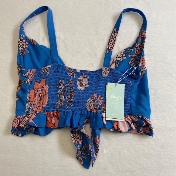 Maaji Floret Kelsey Cover-Up Top, Blue/Orange/Pink Floral, Medium, NWT - Picture 9 of 16